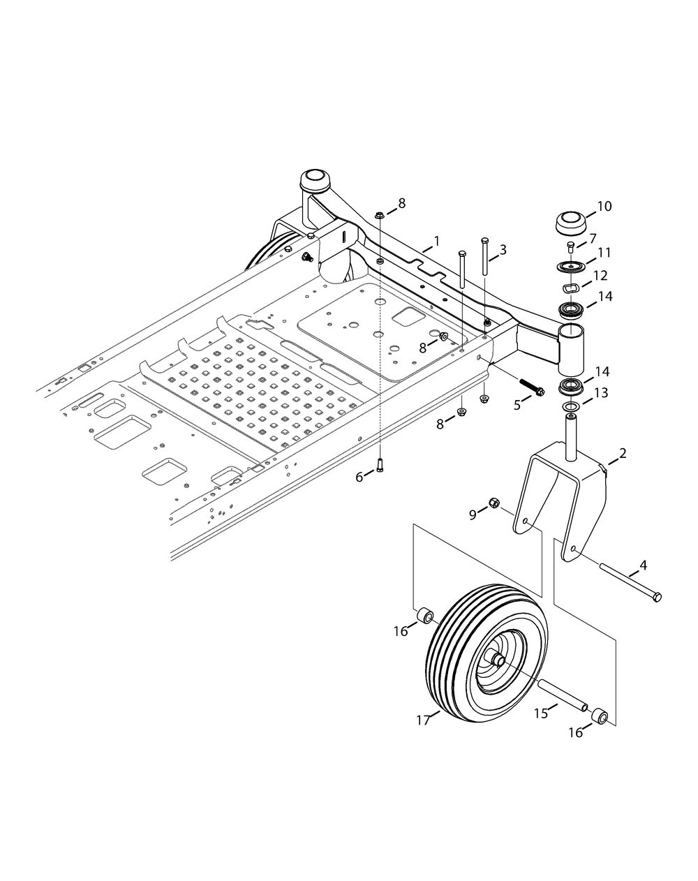 Front Axle 46-Inch Diagram and Parts List for RZT-L46KH (17ARCACN009-17ARCACN010)(2015) Cub Cadet Lawn Tractor